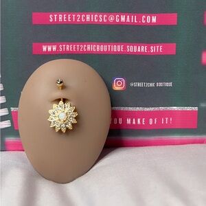 Gold and White Floral Ring